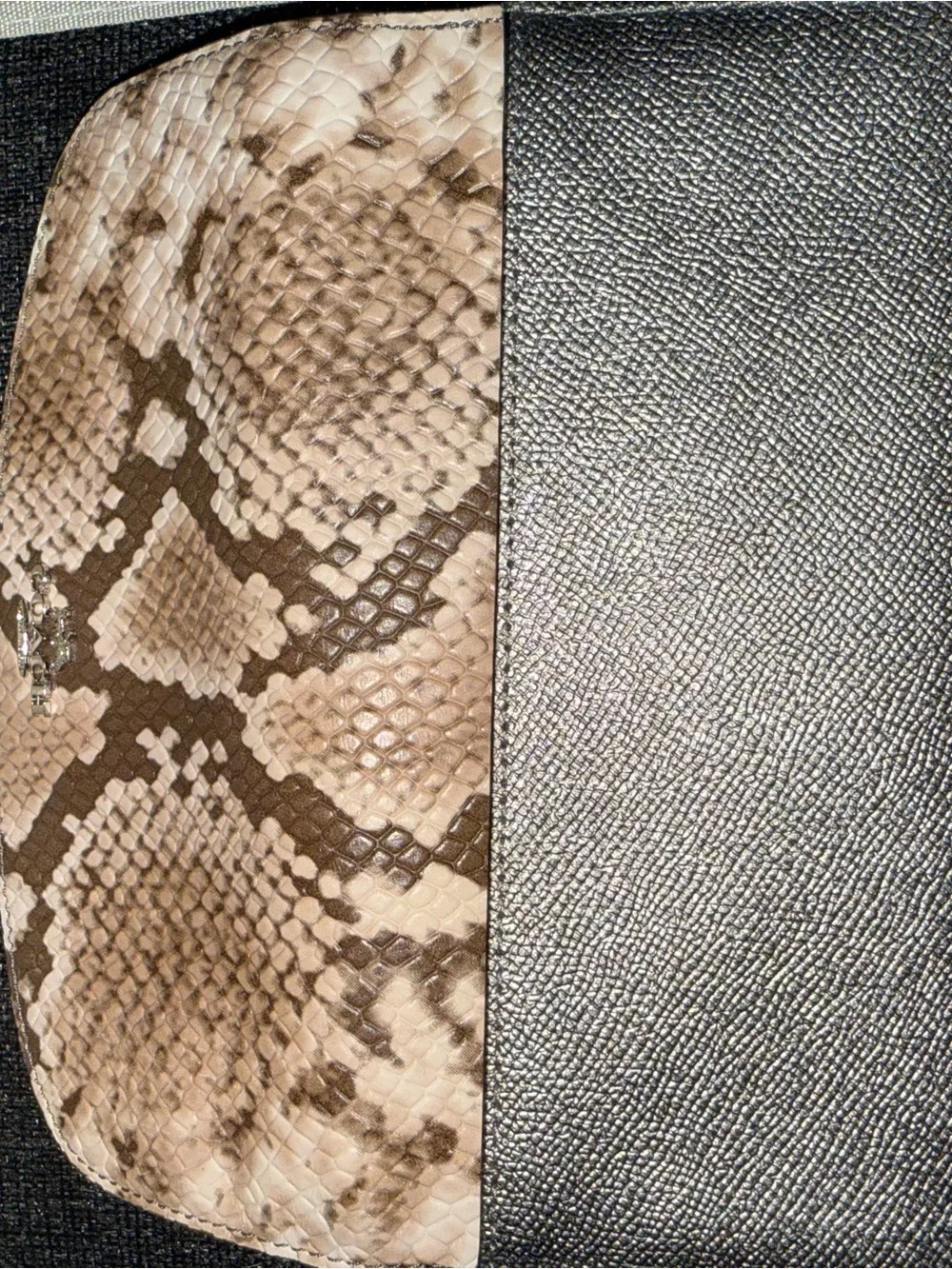 Coach Women's Snake-Print Clutch Wallet in Beige Brown